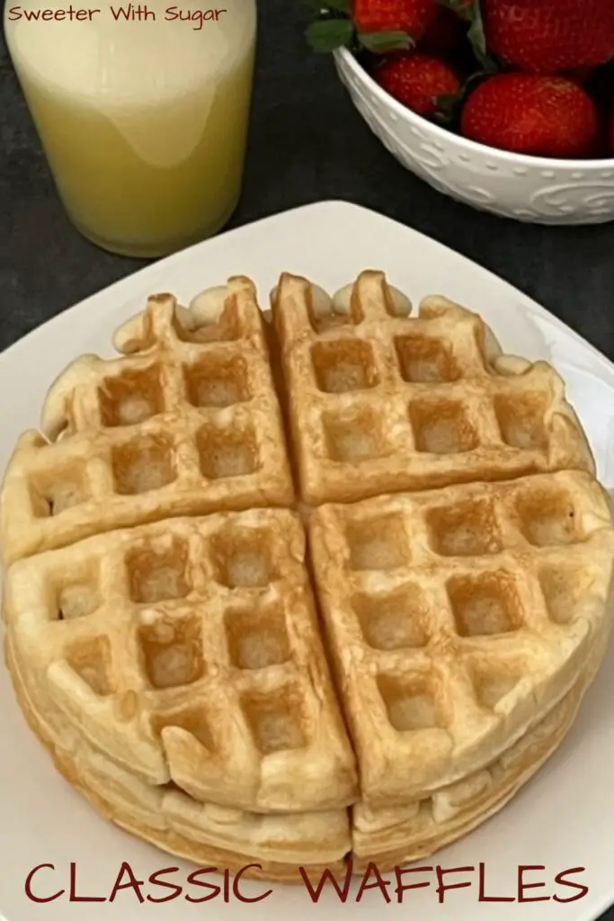 Classic Waffles are the best waffles we have ever eaten-you will love this recipe. They are light and fluffy. They are perfect for any breakfast. #Waffles #Homemade #ClassicRecipes #MomsWaffles
#BreakfastRecipes #EasyRecipes