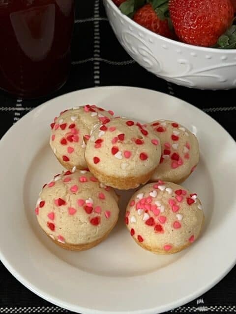 Valentine's Day Mini Pancakes are an easy and fun breakfast idea for Valentine's Day. The kids will love dipping them in syrup. #Pancakes #ValentinesDayIdeas #ValentineRecipes #EasyBreakfastRecipes #BakedPancakes