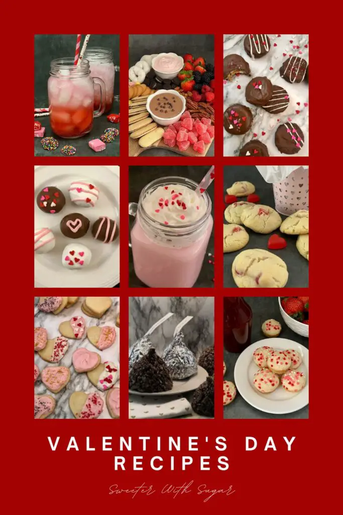 20 Valentine's Day Recipes for any Valentine celebration! Check out this post for breakfast, dessert, beverage and candy recipes. #ValentinesDay #Holiday #Cookies #DessertBoards #Beverages #Breakfast