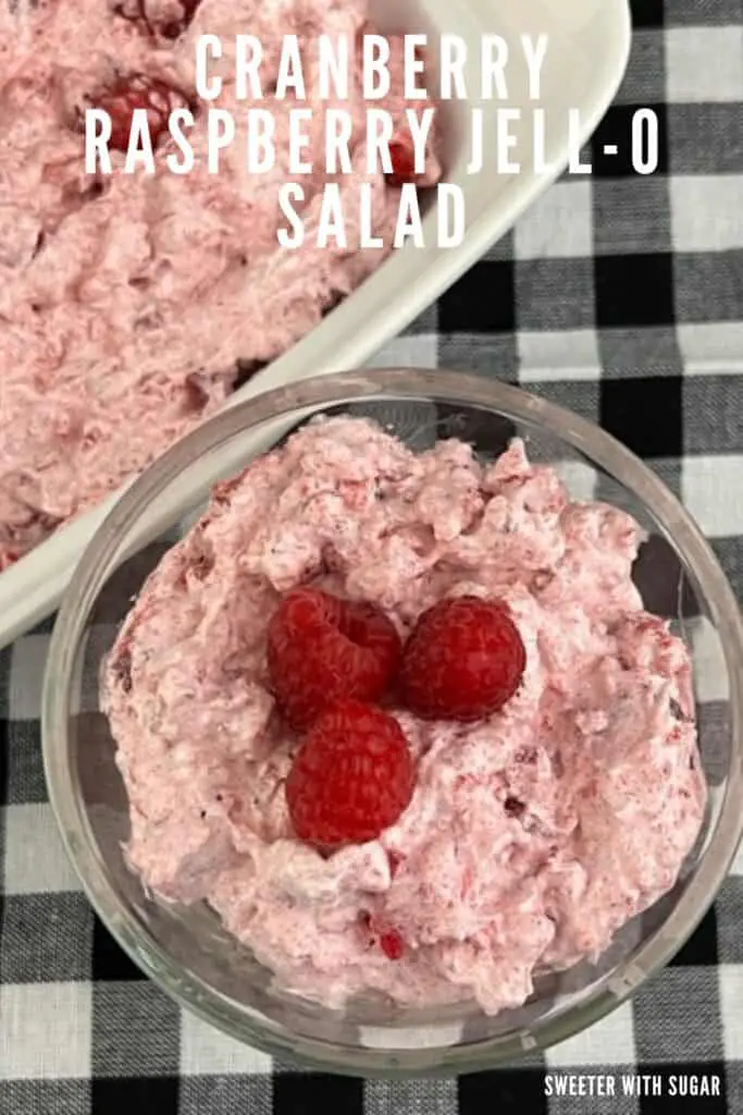 Cranberry Raspberry Jell-O Salad is an easy side dish for any day and especially for the holidays. It is easy to make and can me made the day before serving. #JelloSalads #CranberryRecipes #Salads #Raspberries #ChristmasRecipes #ThanksgivingRecipes