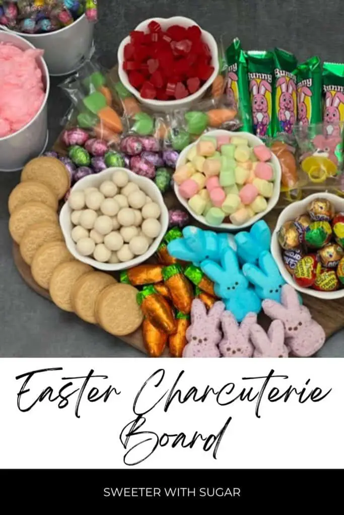 Easter Charcuterie Treat Board is a fun idea for your Easter egg hunt or Easter parties. There are so many options to make this treat board fun, flavorful and colorful! #Charcuterie Board #EasterTreats #CandyBoard #Easter #Holiday