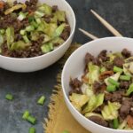 Egg Roll in a Bowl is a one pan dinner recipe with cabbage, carrots, green onion ground pork and seasonings. This recipe is simple and delicious.#EggRolls #OnePanMeals #AsianRecipes #EasyDinners