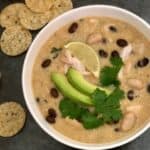 Green Chile Chicken Enchilada Soup is the quickest soup to make. It is full of flavor and good ingredients. #SoupRecipes #EnchiladaSoup #MexicanRecipes #QuickDinnerIdeas #WeeknightDinnerRecipes #RotisserieChickenReipes