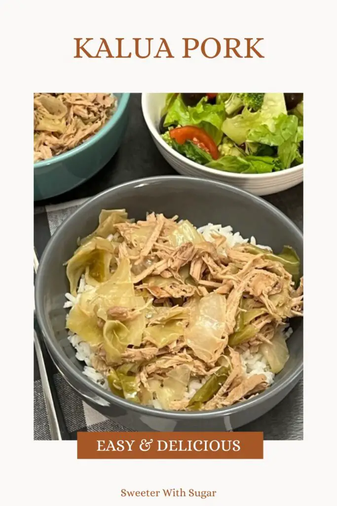Kalua Pork is a simple slow cooker dinner recipe  that will remind you of a Hawaiian Luau. #Pork Recipes #EasyDinner #SlowCooker #WeeknightDinners #KaluaPork