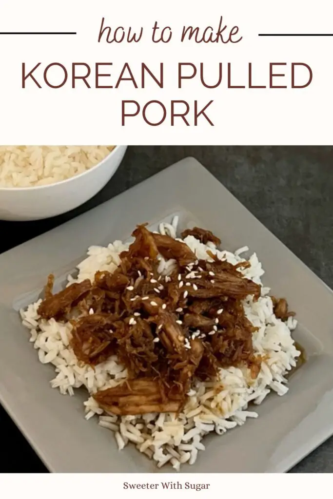Korean Pork is a simple dinner recipe with a yummy Asian flavor. The sauce is so delicious. #DinnerIdeas #DinnerRecipes #PorkRecipes #AsianRecipes #PorkLoin #SlowCookerRecipes