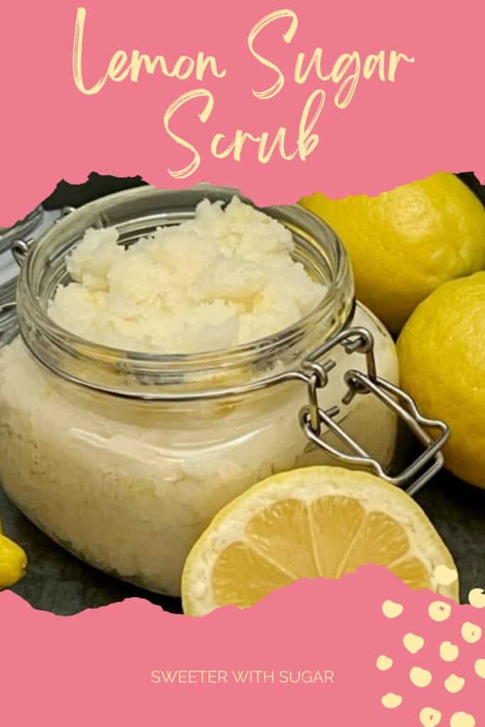 Lemon Sugar Scrub is a simple scrub made with four ingredients. This sugar scrub will make your hands and feet feel so soft. #SugarScrub #HomemadeGifts #HandScrub #Lemon #MothersDay #GiftIdeasForMom