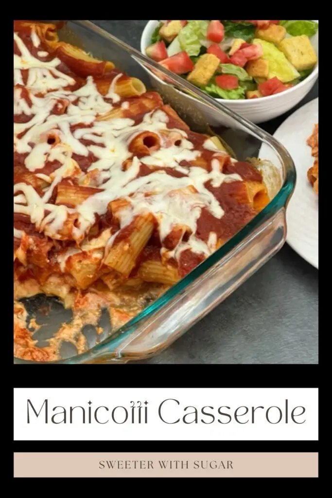 Manicotti Casserole is a simple comfort food recipe that is quick to put together and delicious to eat! #Manicotti #ComfortFood #Pasta #CheesyDinnerRecipes #ItalianRecipes