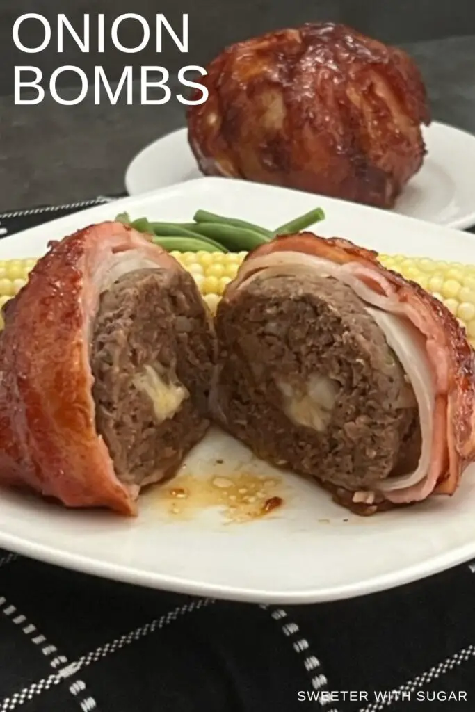 Onion Bombs are a fun dinner idea you will love. The flavorful meat inside the onion wrapped in bacon is delicious! #OnionBombs #StuffedOnions #GrillingRecipes #BeefRecipes