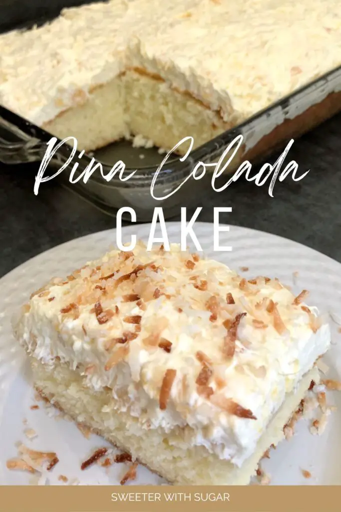 Pina Colada Cake is a delicious cake with the taste of pineapple and coconut. This cake is simple to make and tastes great. #PinaColada #CakeRecipes #Pineapple #Coconut #EasyCakeRecipes