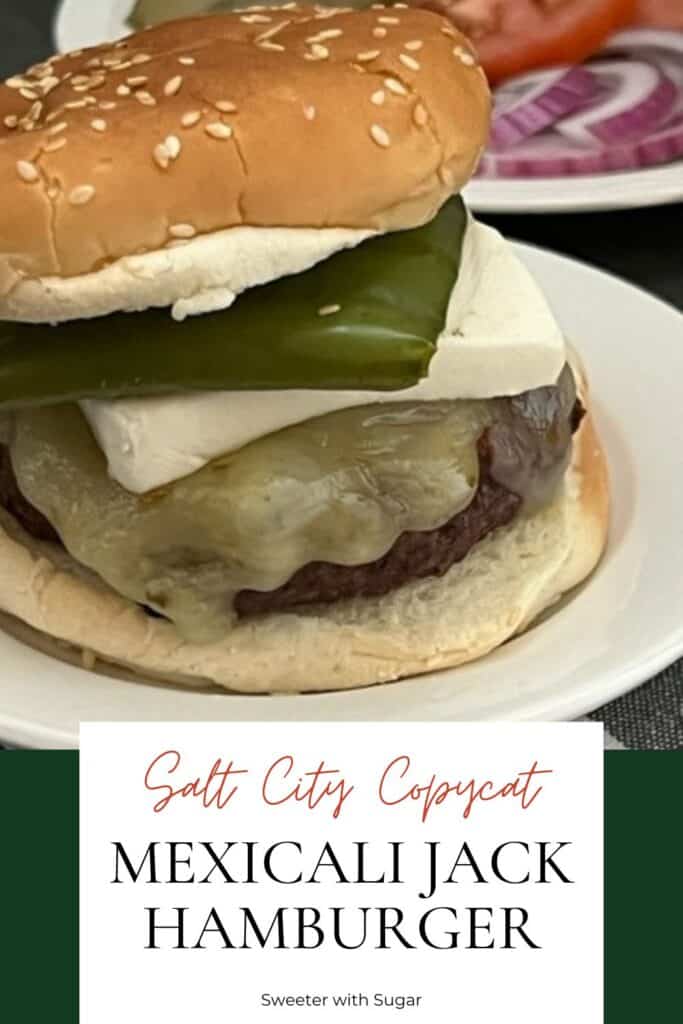 Salt City Copycat Mexicali Jack Burger is a delicious copycat recipe with pepper jack. cheese, cream cheese and roasted Anaheim peppers. #CopycatRecipes #Burgers #SaltCItyBurgers #GrillingRecipes 