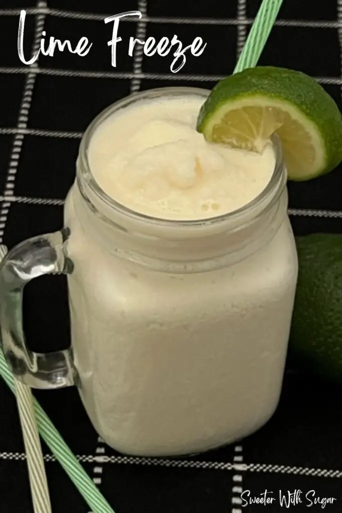 Lime Freeze is the perfect summer beverage. It is sweet and slushy. This drink recipe is super easy and quick to make. The vanilla ice cream and the lime makes this drink yummy! #Lime #LimeSoda #VanillaIceCream #SummerBeverages #EasyDrinkRecipes #Summer #KeyLime #JarritosLimeSoda #NelliAndJoesKeyWestLimeJuice