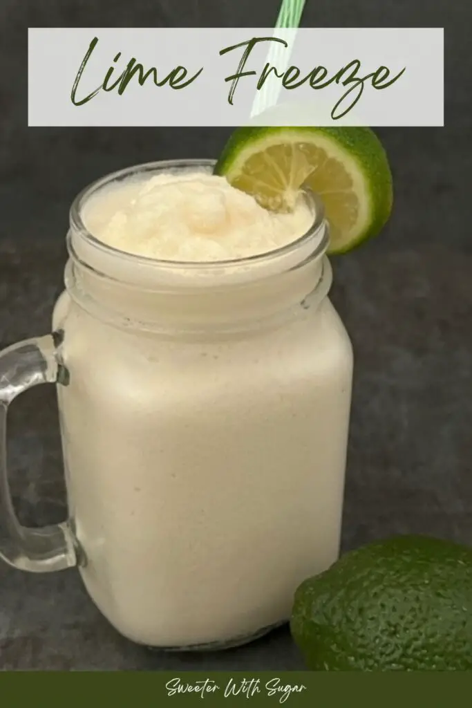 Lime Freeze is the perfect summer beverage. It is sweet and slushy. This drink recipe is super easy and quick to make. The vanilla ice cream and the lime makes this drink yummy! #Lime #LimeSoda #VanillaIceCream #SummerBeverages #EasyDrinkRecipes #Summer #KeyLime #JarritosLimeSoda #NelliAndJoesKeyWestLimeJuice