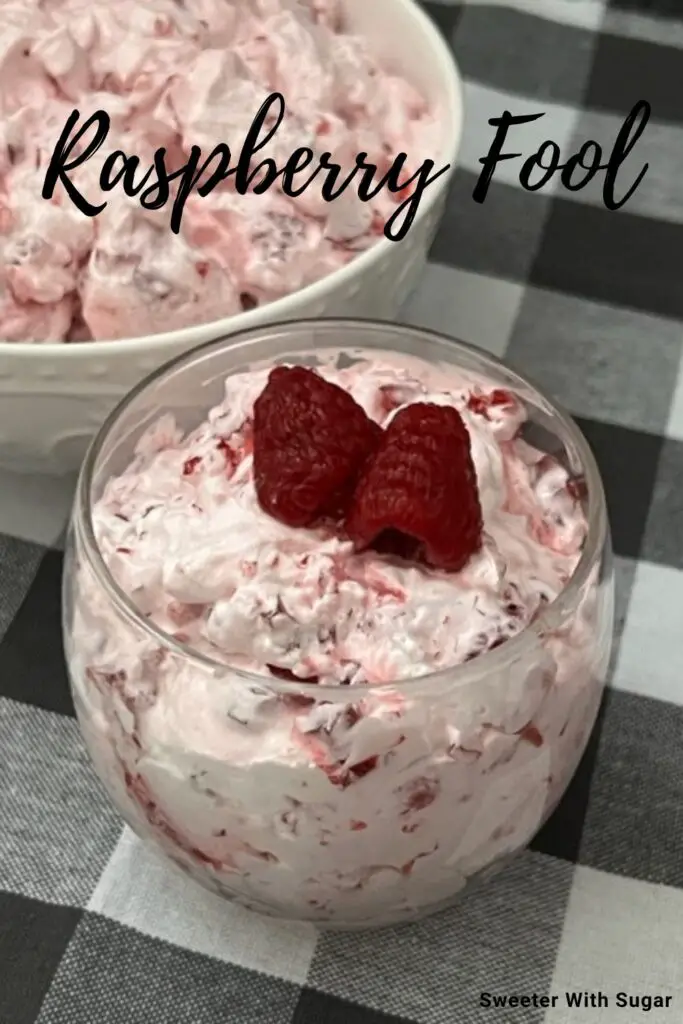 Raspberry Fool is a classic, lite and refreshing salad or dessert recipe. The homemade whipping cream and the fresh raspberries make this recipe delicious! #Raspberry #ClassicRecipes #WhippingCream #Raspberries #DessertRecipes #FruitSaladRecipe