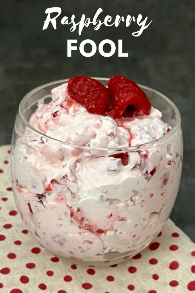 Raspberry Fool is a classic, lite and refreshing salad or dessert recipe. The homemade whipping cream and the fresh raspberries make this recipe delicious! #Raspberry #ClassicRecipes #WhippingCream #Raspberries #DessertRecipes #FruitSaladRecipe
