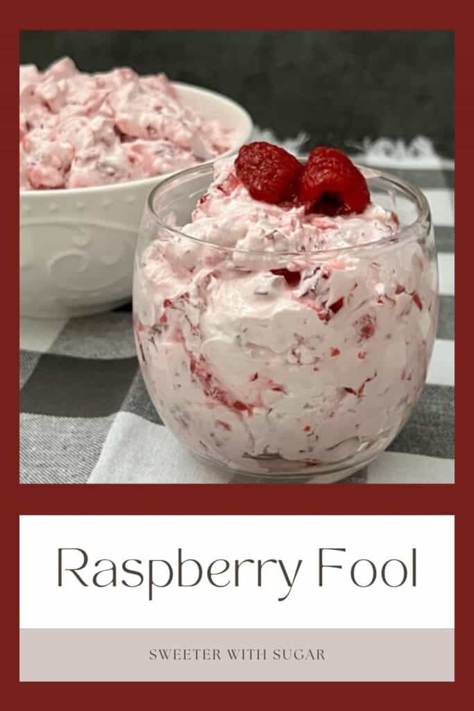 Raspberry Fool is a classic, lite and refreshing salad or dessert recipe. The homemade whipping cream and the fresh raspberries make this recipe delicious! #Raspberry #ClassicRecipes #WhippingCream #Raspberries #DessertRecipes #FruitSaladRecipe