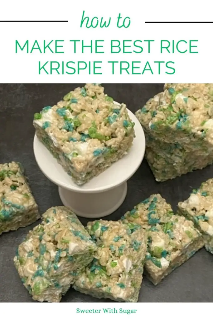The Best Rice Krispie Treats are the perfect snack with just the right ratio of marshmallow to cereal. These treats are easy to make and taste yummy! #KelloggsRiceKrispies #RiceKrispieTreats #Marshmallow #RiceKrispies #AfterSchoolSnacks #KidFriendly #Desserts #EasyRecipes #EasySnacks #EasyDesserts