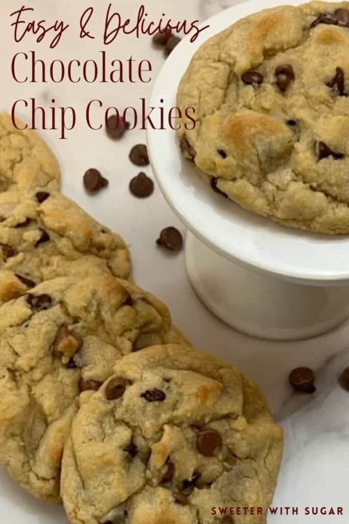 Chocolate Chip Cookies are a beloved classic. These delicious cookies have a golden-brown exterior, chewy center, and are filled with irresistible milk chocolate chips. #CookieRecipes #EasyCookies #ChocolateChipCookies #EasySnacks #ComfortFood #Cookies