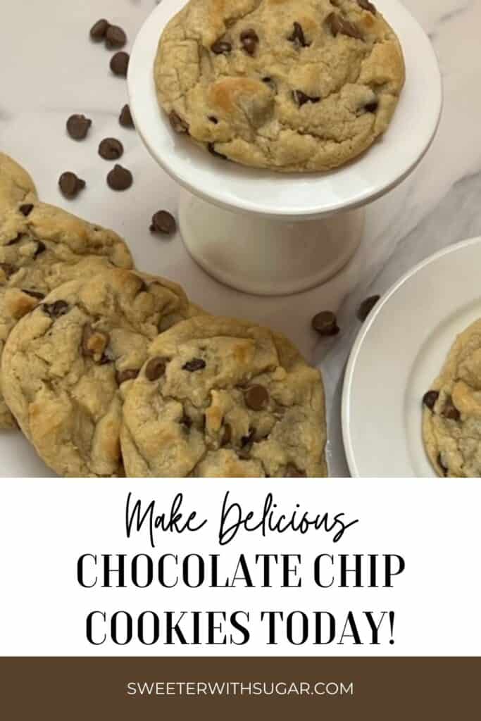 Chocolate Chip Cookies are a beloved classic. These delicious cookies have a golden-brown exterior, chewy center, and are filled with irresistible milk chocolate chips. #CookieRecipes #EasyCookies #ChocolateChipCookies #EasySnacks #ComfortFood #Cookies