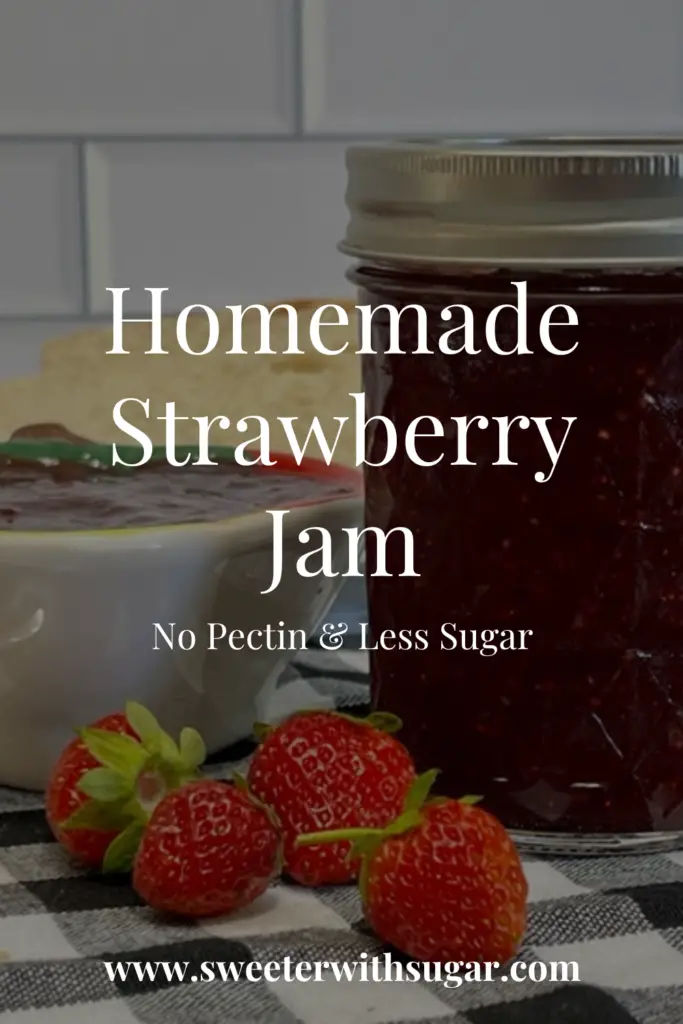 Homemade Strawberry Jam tastes like summer. This small batch jam recipe is made from fresh, plump, juicy strawberries. Strawberry jam is perfect on toast, pancakes, waffles, sandwiches or vanilla ice cream.
#NoPectinHomemadeJam #HomemadeStrawberryJam #SmallBatchJamRecipes #JamWithLessSugar #SummerRecipes #GardenRecipes #FruitPreserves