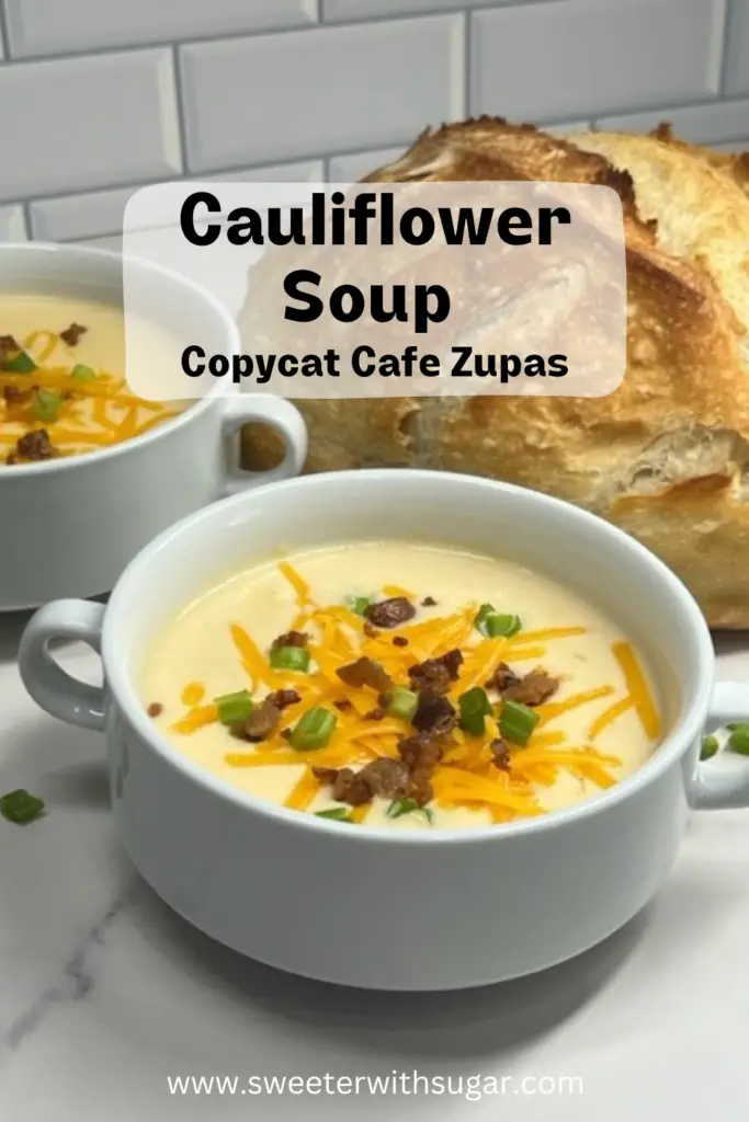 Wisconsin Cauliflower Soup is a creamy and delicious copycat recipe of Zupas delicious soup. It is a great comfort food recipe you will love. #Zupas #WisconsinCauliflowerSoup #Copycat #Soup #ComfortFood