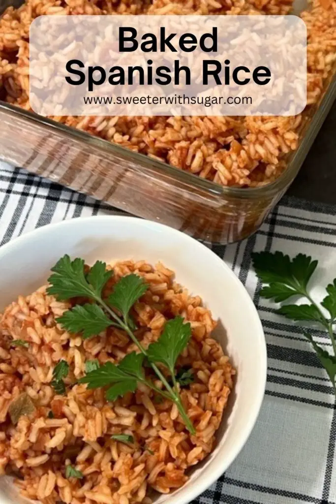 This Spanish Rice recipe has tender rice, flavorful tomatoes, and spices that make a delicious side dish for your Mexican main dishes. Spanish Rice is a beloved classic. #MexicanRecipes #SpanishRice #BakedSpanishRice #SideDishesForMexicanFood