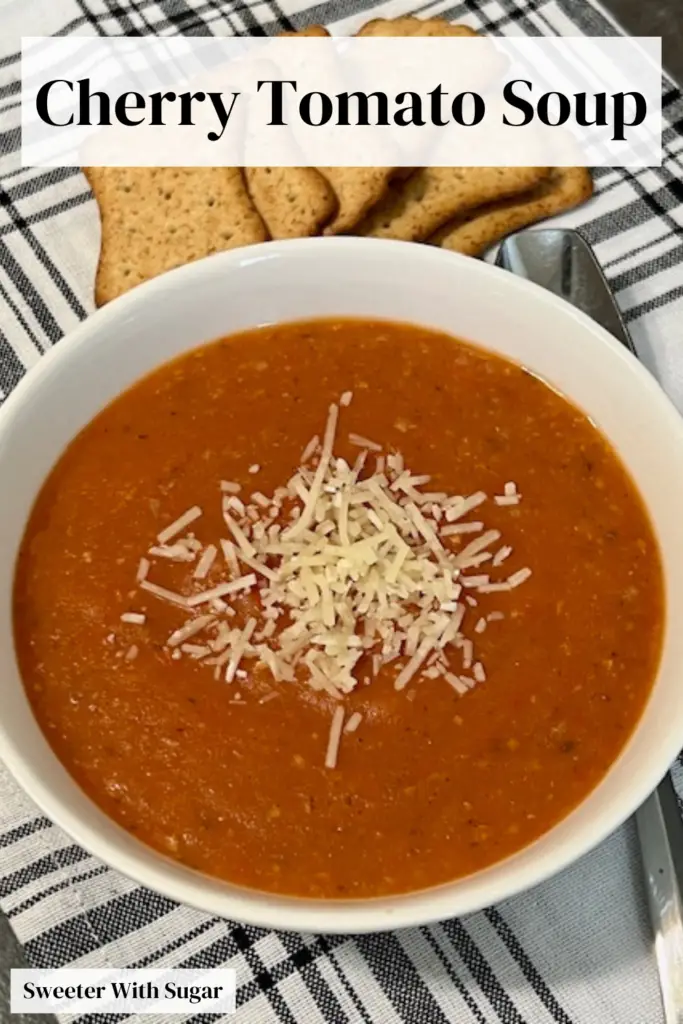 This Garden Tomato Soup recipe is full of ripe, juicy tomatoes, fresh basil and more. It is perfect for chilly evenings or as a side to your favorite grilled cheese sandwich. Homemade tomato basil soup is an all-time favorite comfort food. #GardenRecipes #SoupRecipes #TomatoBasilSoup #ComfortFoodRecipes #TomatoSoup #HowToUseGardenTomatoes