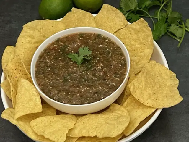 Roasted Tomatillo Salsa-Sweeter With Sugar
