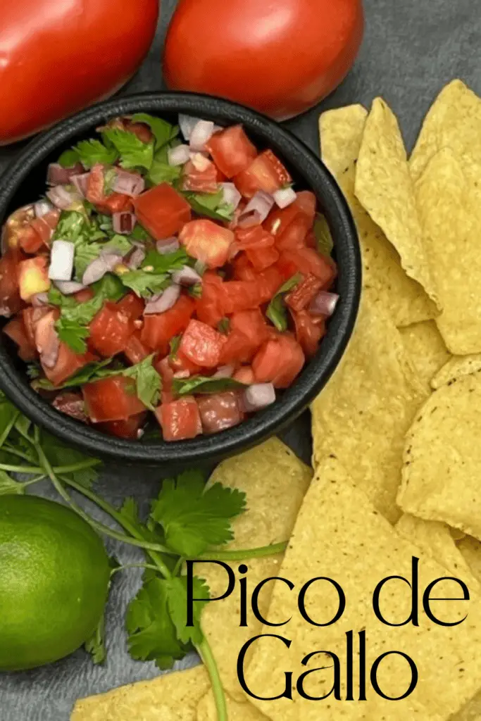 This Pico de Gallo is fresh, healthy and easy to make. It makes a delicious dip or side for many Mexican dishes. You only need seven simple ingredients and a small amount of prep time. #MexicanFoodRecipes #Pico #EasyPicoDeGallo #SimpleSalsa