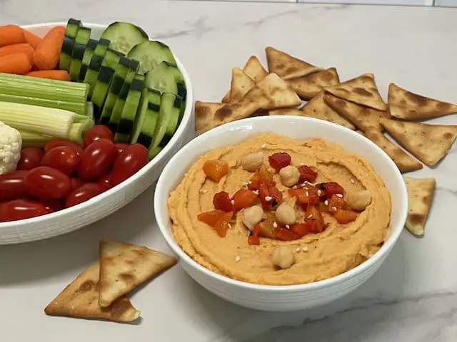 Roasted Red Pepper Hummus-Sweeter With Sugar
