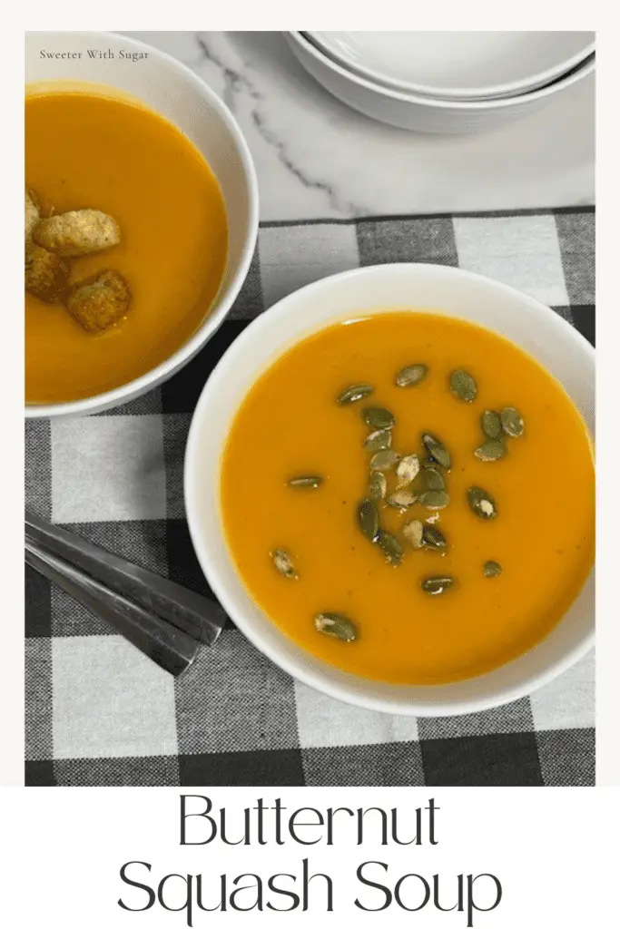 Warm up with this creamy and flavorful Butternut Squash Soup recipe! Made with butternut squash, spices and vegetables, this healthy, comforting soup is perfect for fall and winter. It's easy to make, naturally healthy, and pairs perfectly with crusty bread or a side salad. A cozy, satisfying dish for weeknight dinners or holiday gatherings. #ButternutSquashSoup #ComfortFood #FallRecipes #HealthySoups #RoastedVegetables #CozyMeals #EasyDinnerIdeas