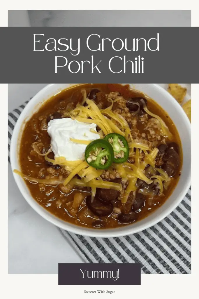 Warm up with this hearty and flavorful Ground Pork Chili recipe! Packed with savory ground pork, beans, tomatoes, and a blend of spices, this easy chili is perfect for a cozy family dinner, game day, or meal prep. Quick to make and endlessly customizable, it’s a satisfying dish that will have everyone asking for seconds. #GroundPorkChili #HeartyRecipes #ComfortFood #EasyDinnerIdeas #ChiliLovers #SavoryMeals #QuickAndDelicious