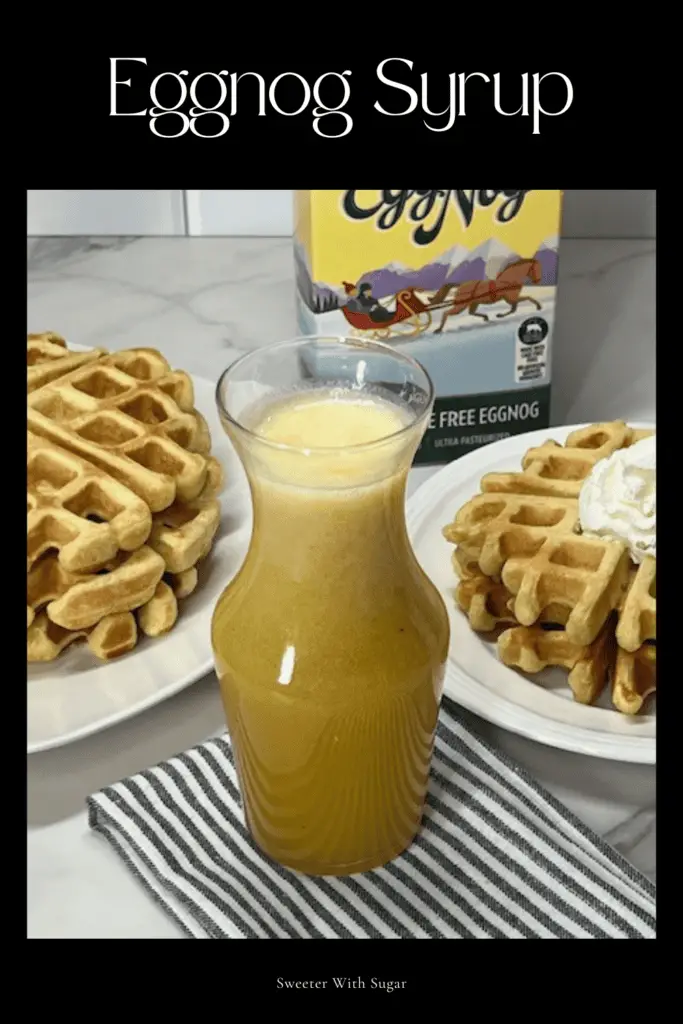 Add a festive touch to your breakfasts and desserts with this rich and creamy Eggnog Syrup recipe! Made with classic eggnog, warm spices, and a velvety texture, this homemade syrup is perfect for drizzling over pancakes, waffles, French toast, or ice cream. A must-have holiday treat! #EggnogSyrup #HolidayBreakfast #ChristmasRecipes #FestiveFlavors #HomemadeSyrup #PancakeToppings #EasyHolidayRecipes #DessertToppings