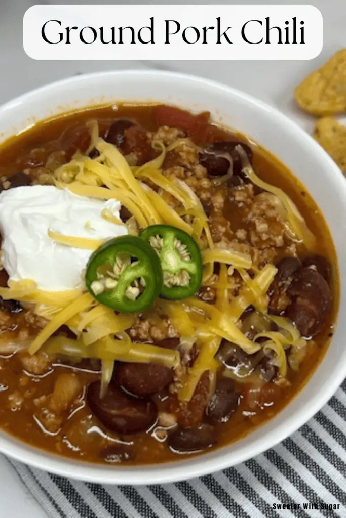 Warm up with this hearty and flavorful Ground Pork Chili recipe! Packed with savory ground pork, beans, tomatoes, and a blend of spices, this easy chili is perfect for a cozy family dinner, game day, or meal prep. Quick to make and endlessly customizable, it’s a satisfying dish that will have everyone asking for seconds. #GroundPorkChili #HeartyRecipes #ComfortFood #EasyDinnerIdeas #ChiliLovers #SavoryMeals #QuickAndDelicious