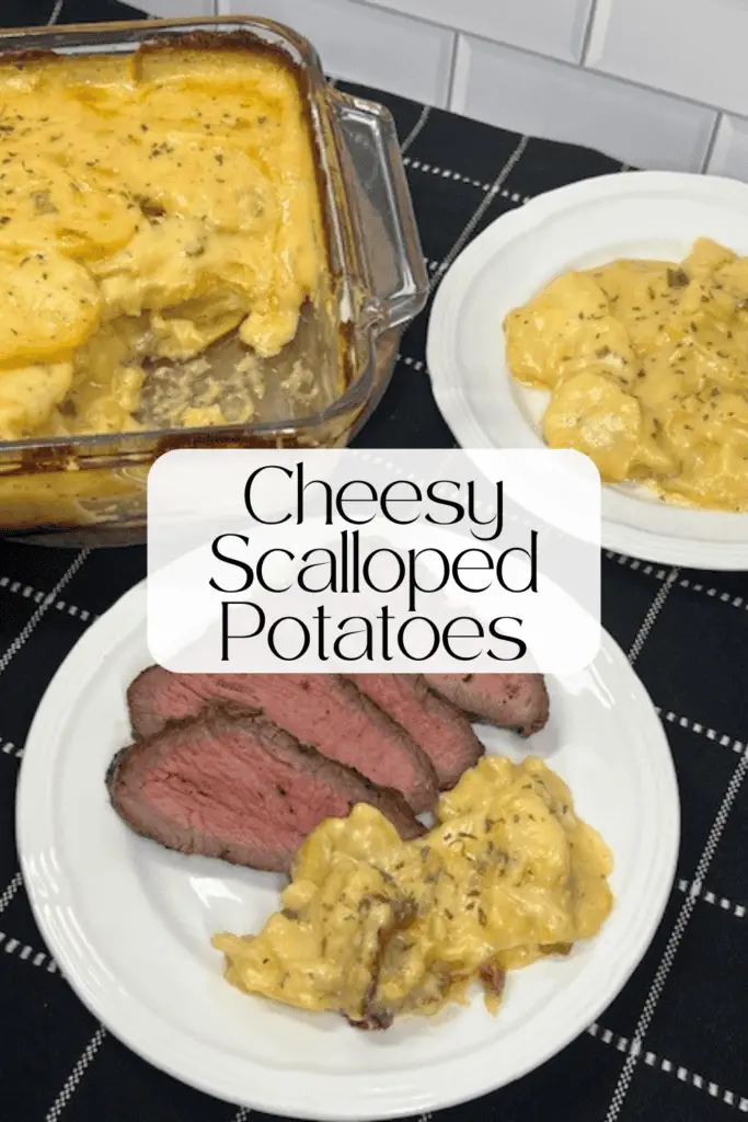 These Cheesy Scalloped Potatoes are the ultimate creamy, cheesy, comforting side dish! Made with thinly sliced potatoes baked in a rich, cheese sauce, this easy scalloped potatoes recipe is perfect for holidays, family dinners, or a side dish for dinner. Every bite is irresistibly creamy and flavorful. Top with bacon crumbles for extra deliciousness. Whether you're serving it for Thanksgiving, Christmas, or a weeknight dinner, these homemade scalloped potatoes with cheese are always a hit! 
#CheesyScallopedPotatoes #EasySideDish #ComfortFood #PotatoRecipes #ScallopedPotatoes #HolidayRecipes #CheeseLover