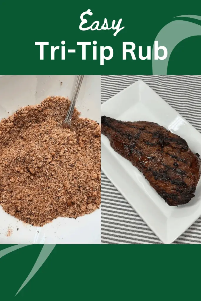 A Tri-tip roast with seasoned crust fresh from the grill or smoker. Easy Tri-Tip Rub is bold, savory, and the perfect recipe for a deliciously seasoned beef dinner! It is made with simple pantry spices like smoked paprika, garlic powder, brown sugar, and black pepper. #Tri-TipRub #BeefDryRub #GrillingRecipes #GlutenFree #BBQRub