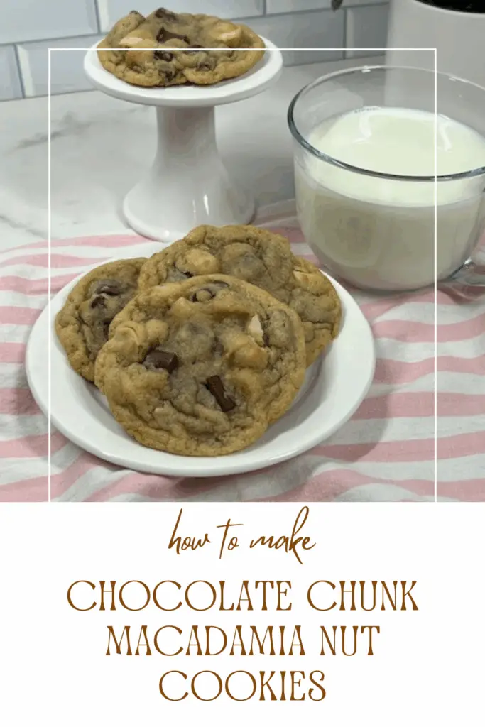 Chocolate Chunk Macadamia Nut Cookies are soft, chewy, and loaded with rich chocolate chunks and buttery macadamia nuts in every decadent bite. This easy homemade cookie recipe combines the perfect balance of sweet, salty, and nutty flavors that make it irresistibly delicious. #EasyCookieRecipes #ChocolateChunkCookies #MacadamiaNutCookies #BestCookieRecipes
#BakeryStyleCookies #ChocolateLovers #HolidayBaking