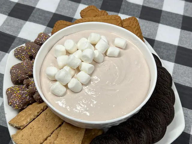 Whether you’re planning a holiday movie night, cozy winter gathering, or a Christmas potluck, this Hot Cocoa Dip is the perfect treat. Learn how to make it ahead of time, how to store it, and how to customize it with toppings like crushed candy canes, mini marshmallows, or chocolate chips.