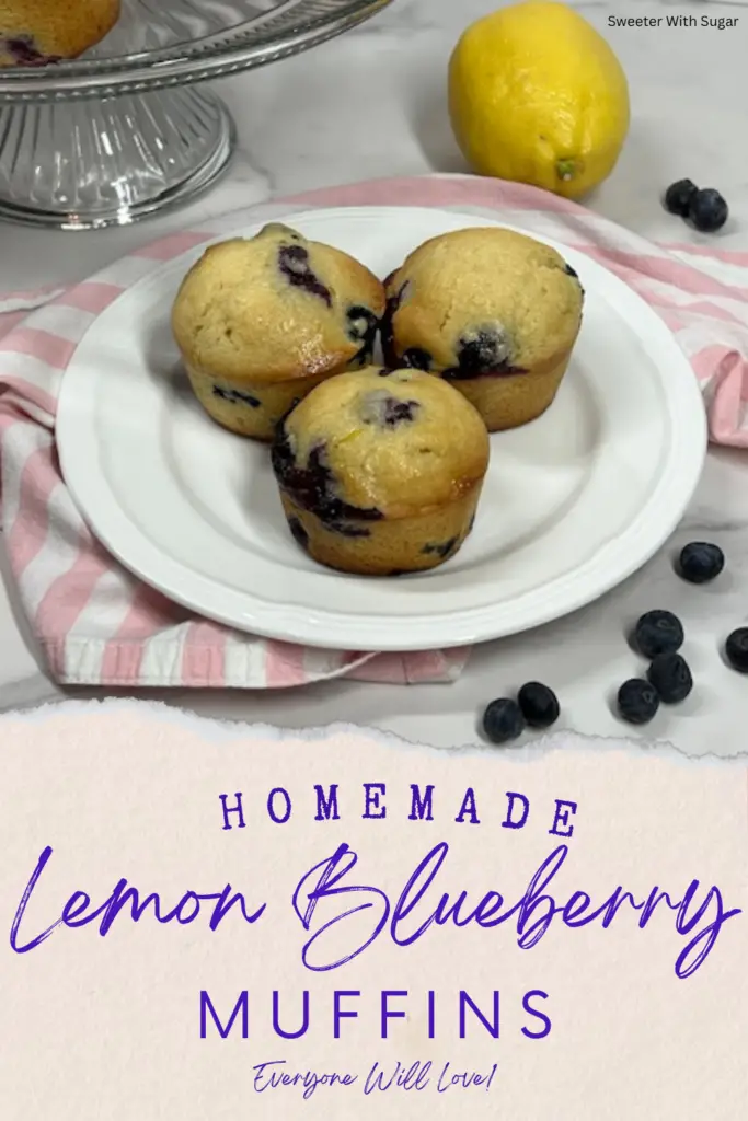 Bakery style lemon blueberry muffins with a golden crust and a lemon glaze.